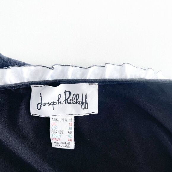 Joseph Ribkoff Dress Off Shoulder Ruffled Sleeves Hem Women's 10 Black White - Picture 4 of 7